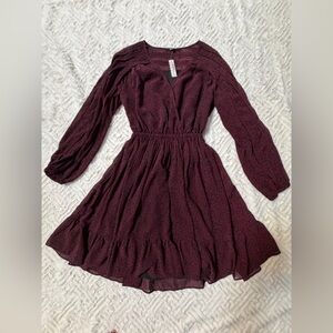 Madewell Burgundy Long Sleeve Dress Suze XXS Brand New